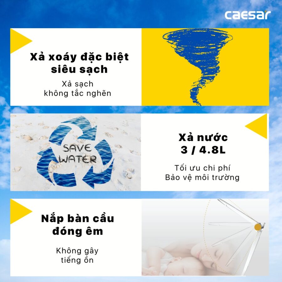 Bồn cầu 1 khối nắp điện tử Caesar C1391F + TAF400H (C1391+TAF400H)