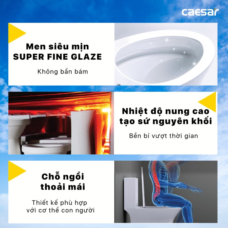 Bồn cầu 1 khối nắp điện tử Caesar C1391F + TAF400H (C1391+TAF400H)