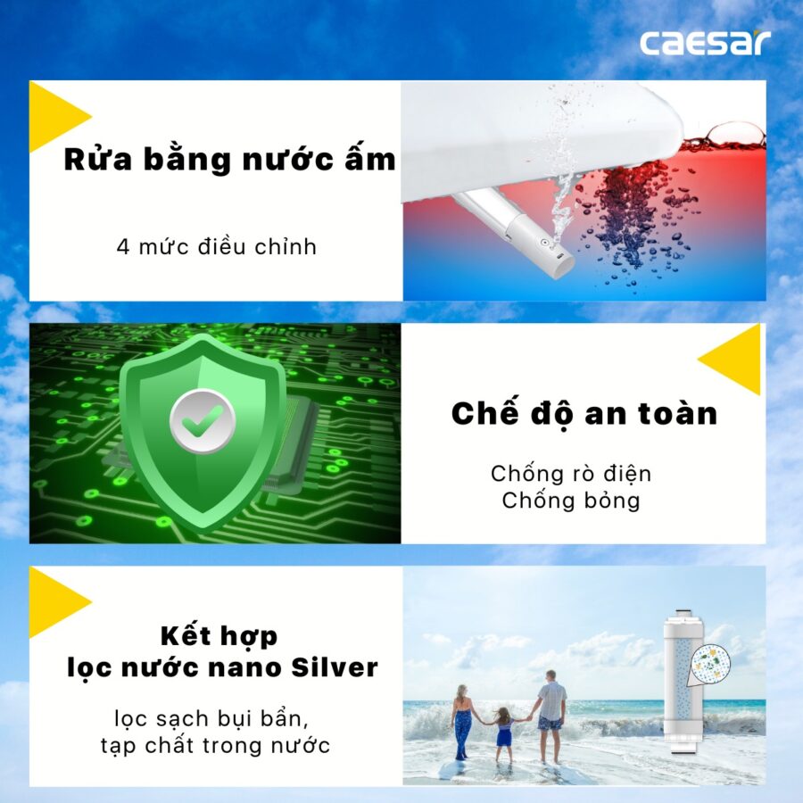 Bồn cầu 1 khối nắp điện tử Caesar C1391F + TAF400H (C1391+TAF400H)