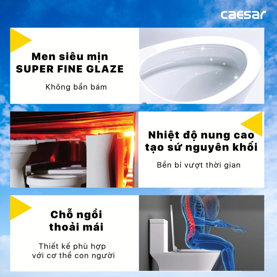 Bồn cầu 1 khối nắp rửa cơ Caesar C1374F + TAF060 (CD1374+TAF060)
