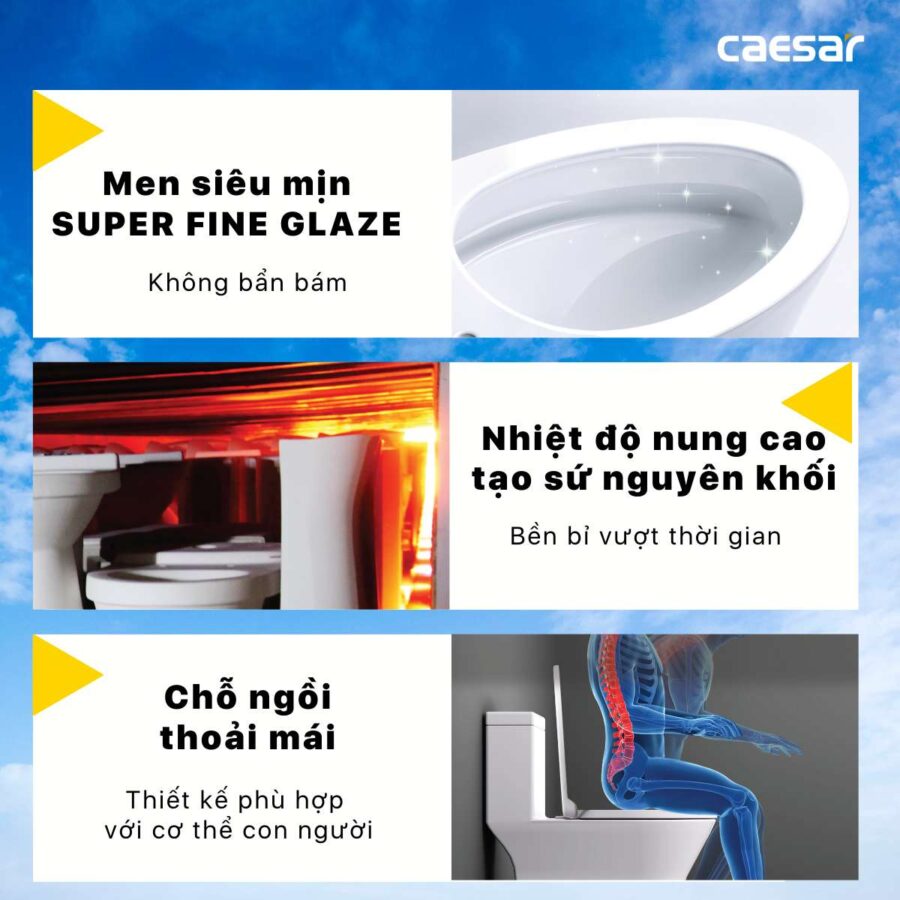 Bồn cầu 1 khối nắp điện tử Caesar C1374F + TAF400H (CD1374+TAF400H)