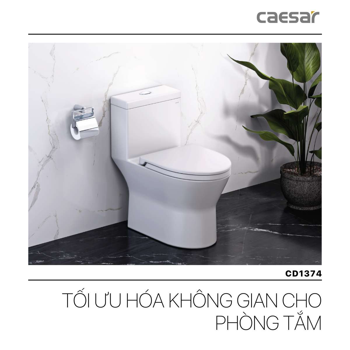 Bồn cầu 1 khối nắp điện tử Caesar C1374F + TAF400H (CD1374+TAF400H)