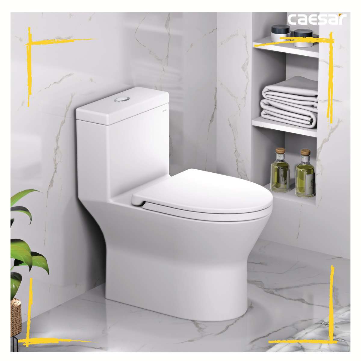Bồn cầu 1 khối nắp điện tử Caesar C1374F + TAF400H (CD1374+TAF400H)