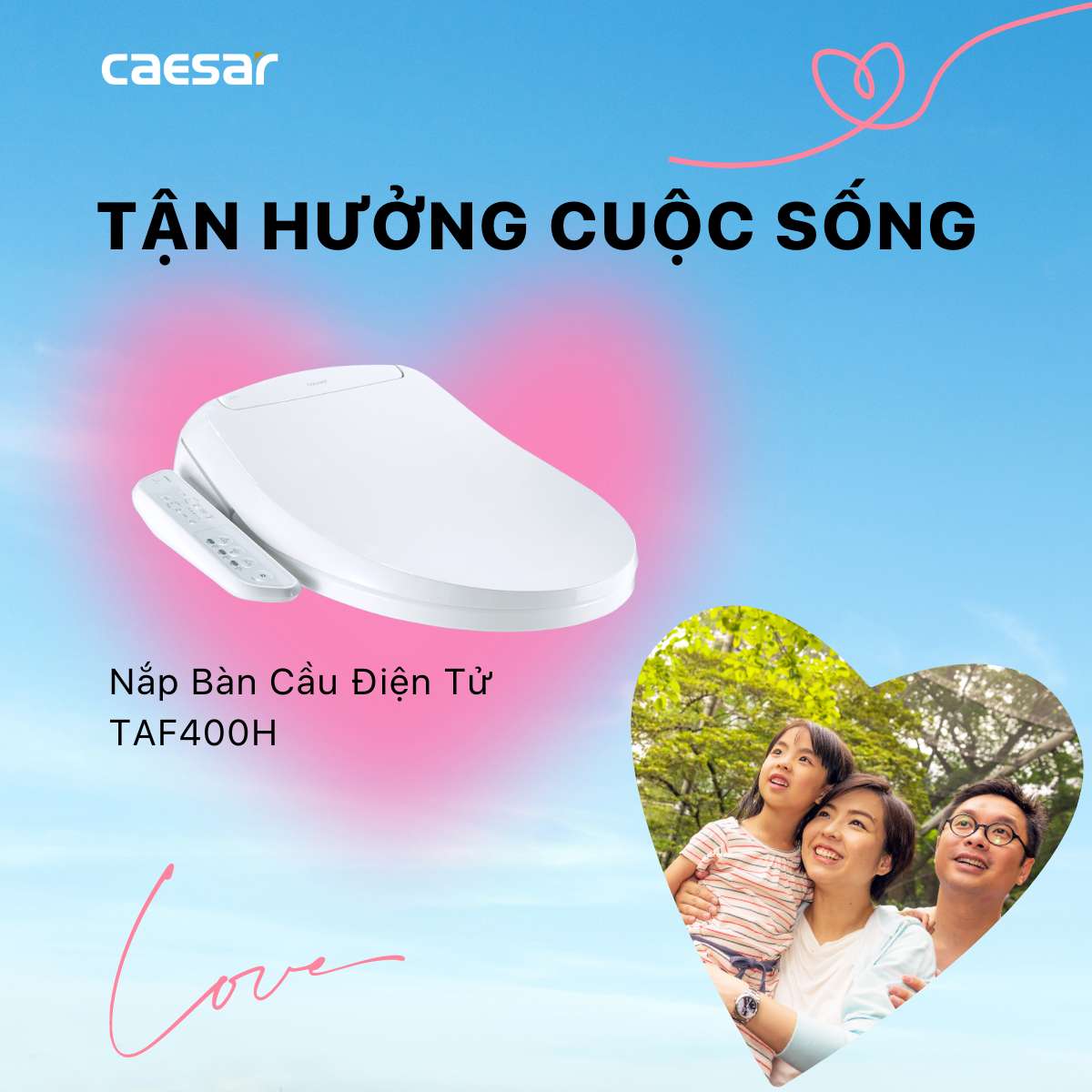 Bồn cầu 1 khối nắp điện tử Caesar C1374F + TAF400H (CD1374+TAF400H)