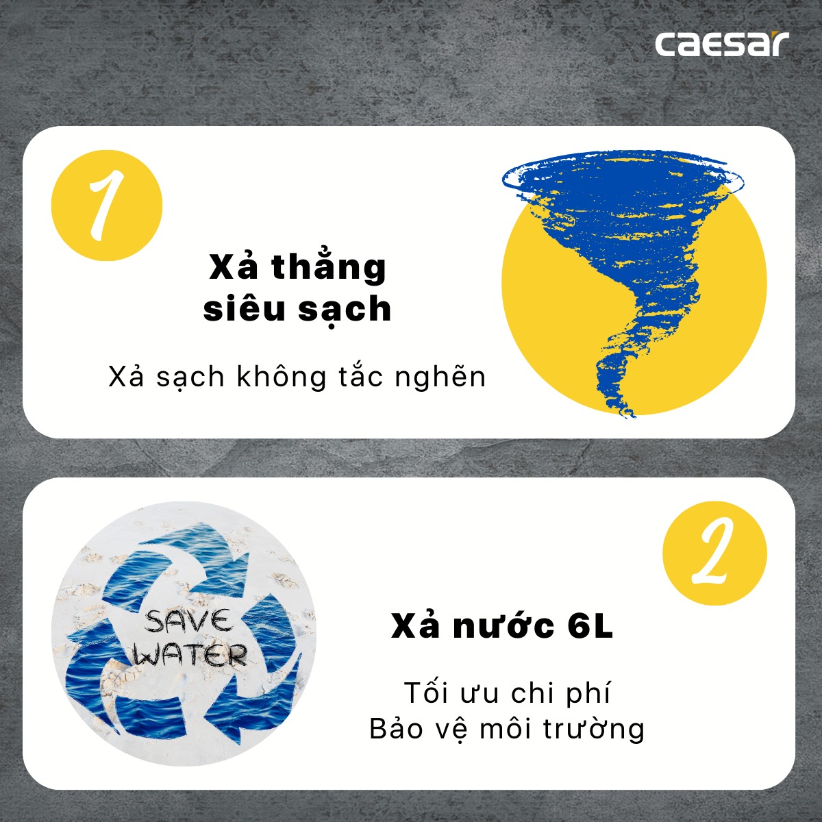 Bồn cầu 2 khối Caesar CTS1338 nắp êm