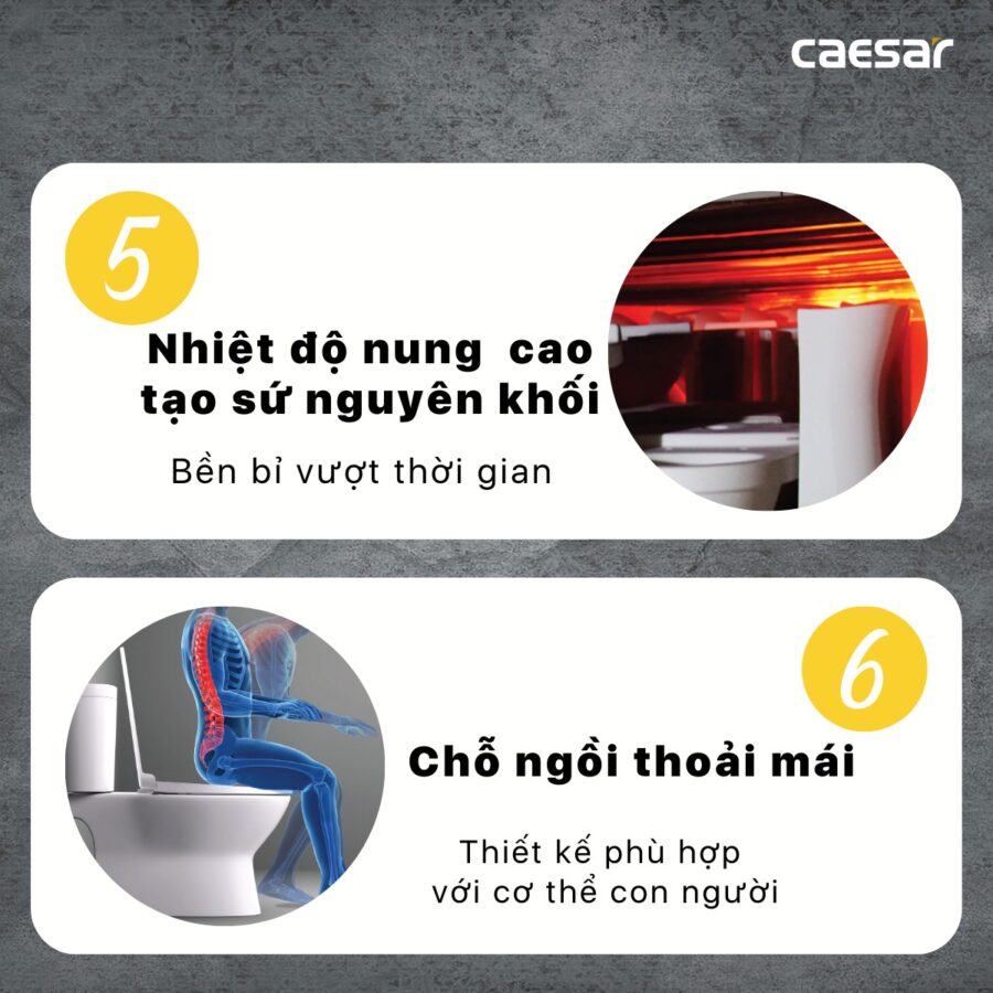 Bồn cầu 2 khối Caesar CTS1338 nắp êm