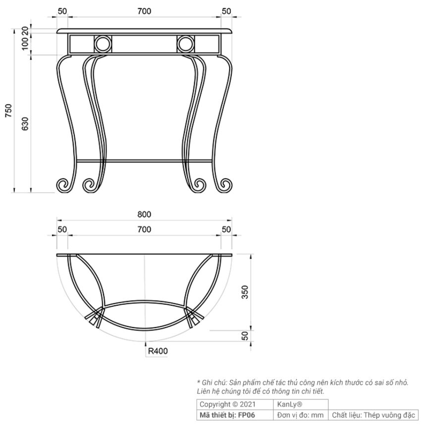 Kệ để lavabo (kệ bán nguyệt) Kanly FP06
