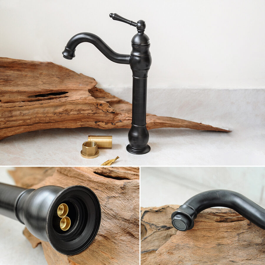 Vòi lavabo thân cao bằng đồng Kanly GCA15B nóng lạnh