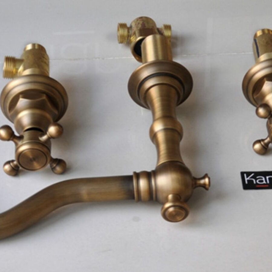 Vòi chậu âm bàn nóng lạnh bằng đồng Kanly GCB07