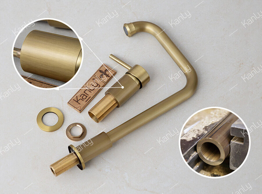 Vòi chậu âm bàn nóng lạnh bằng đồng Kanly GCC41