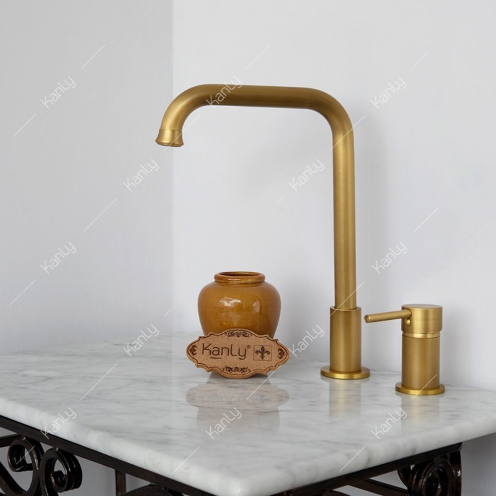 Vòi chậu âm bàn nóng lạnh bằng đồng Kanly GCC41