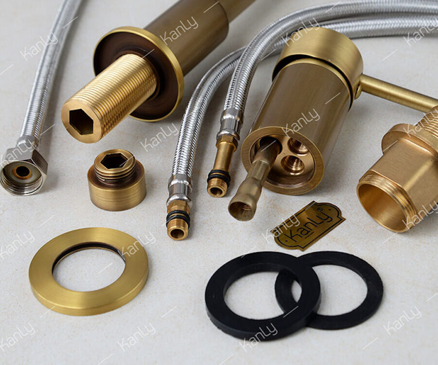 Vòi chậu âm bàn nóng lạnh bằng đồng Kanly GCC41