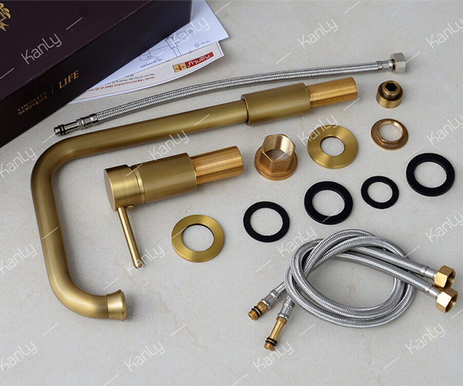 Vòi chậu âm bàn nóng lạnh bằng đồng Kanly GCC41