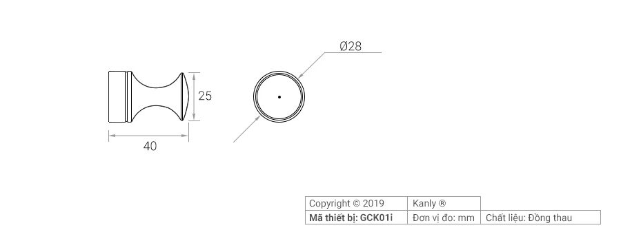 Móc áo bằng đồng Kanly GCK01i