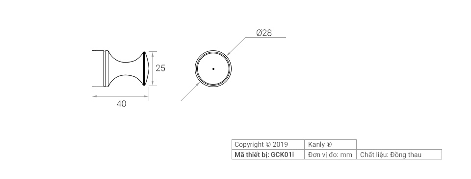 Móc áo bằng đồng Kanly GCK01i