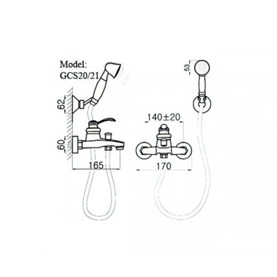 Sen tắm treo tường nóng lạnh bằng đồng Kanly GCS20
