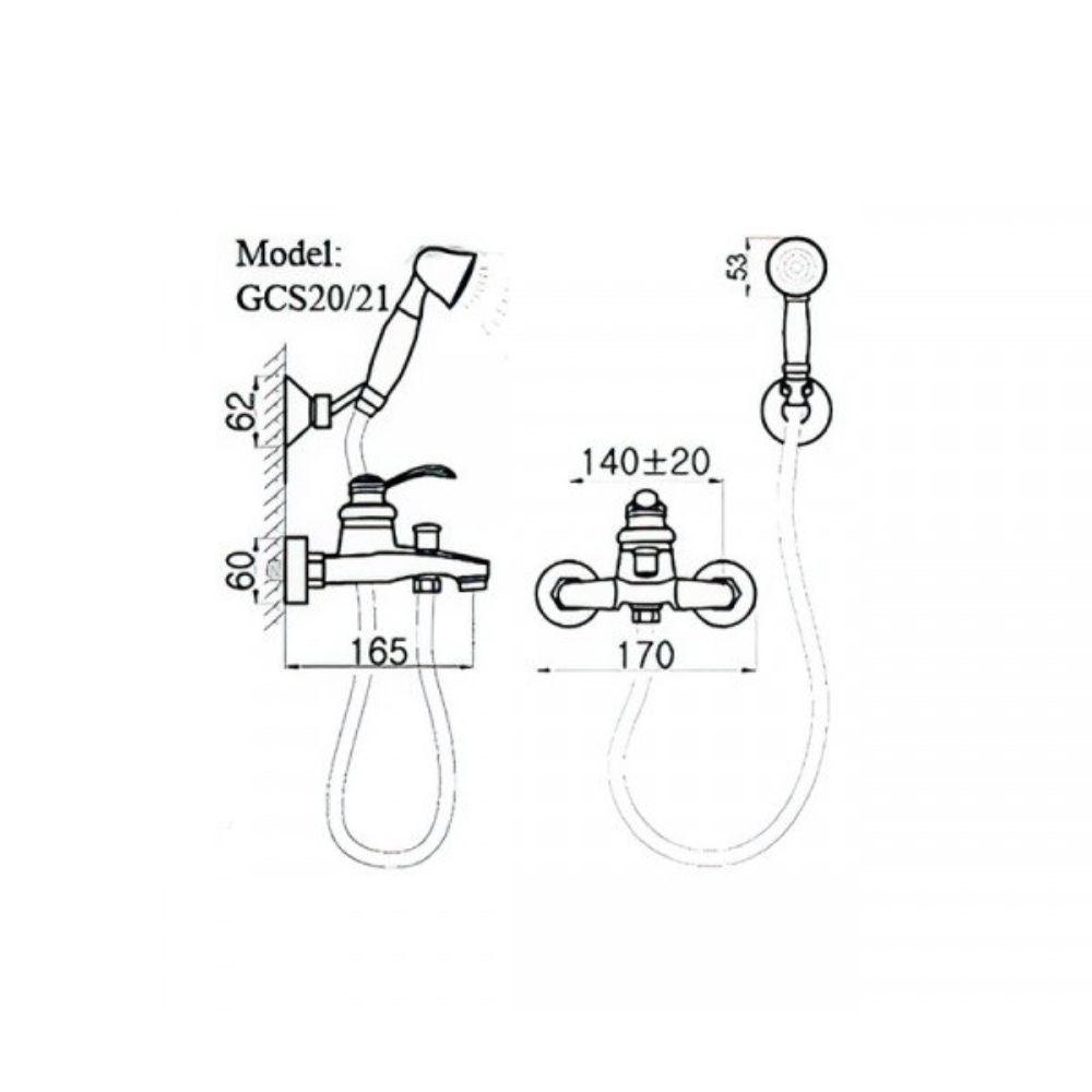 Sen tắm treo tường nóng lạnh bằng đồng Kanly GCS20