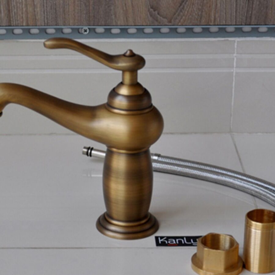 Vòi chậu lavabo nóng lạnh bằng đồng Kanly GCV03