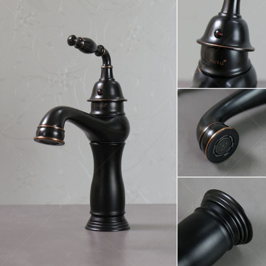 Vòi chậu lavabo nóng lạnh bằng đồng Kanly GCV14B