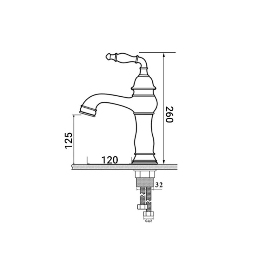 Vòi chậu lavabo nóng lạnh bằng đồng Kanly GCV14B