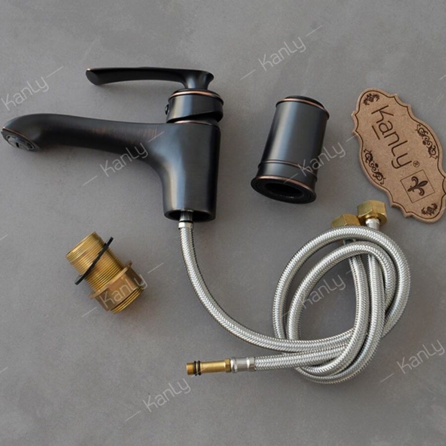 Vòi chậu lavabo nóng lạnh bằng đồng Kanly GCV41B