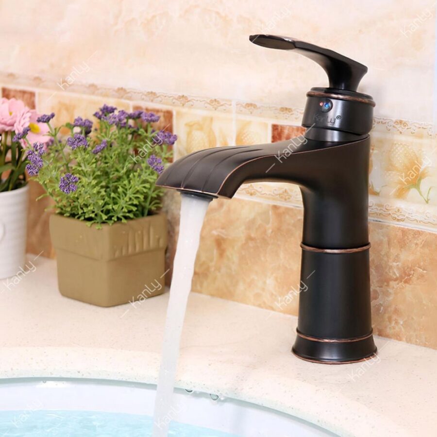 Vòi chậu lavabo nóng lạnh bằng đồng Kanly GCV41B