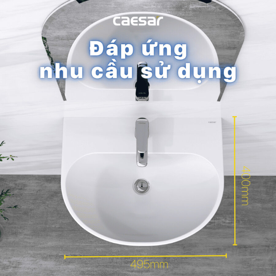 Chậu rửa lavabo treo tường chân lửng Caesar L2150+P2443 (L2150S+P2443)