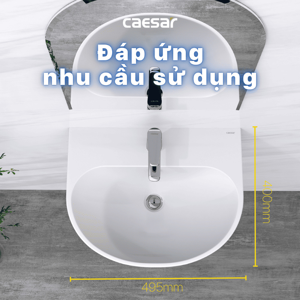 Chậu rửa lavabo treo tường chân lửng Caesar L2150+P2443 (L2150S+P2443)