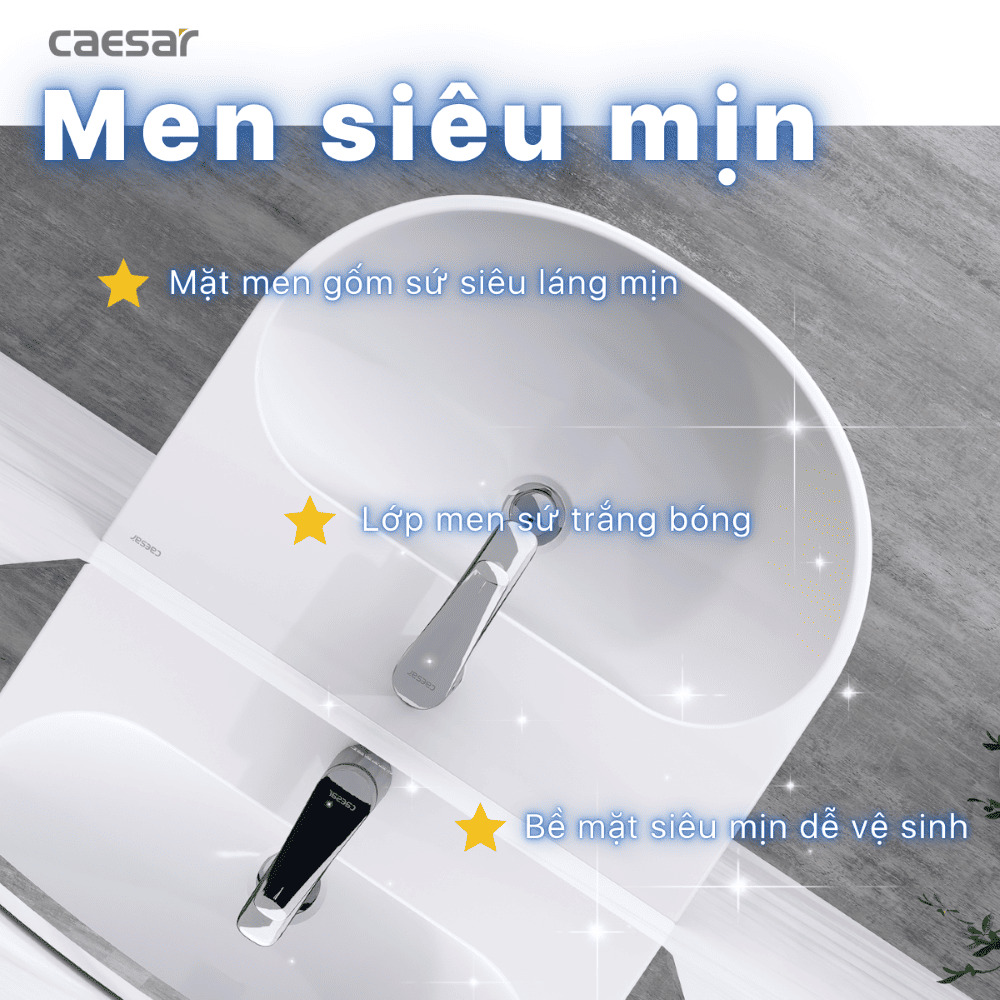 Chậu rửa lavabo treo tường chân lửng Caesar L2150+P2443 (L2150S+P2443)