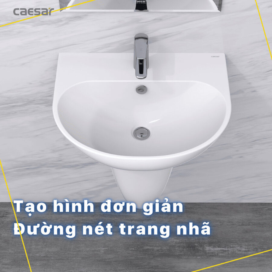 Chậu rửa lavabo treo tường chân lửng Caesar L2150+P2443 (L2150S+P2443)