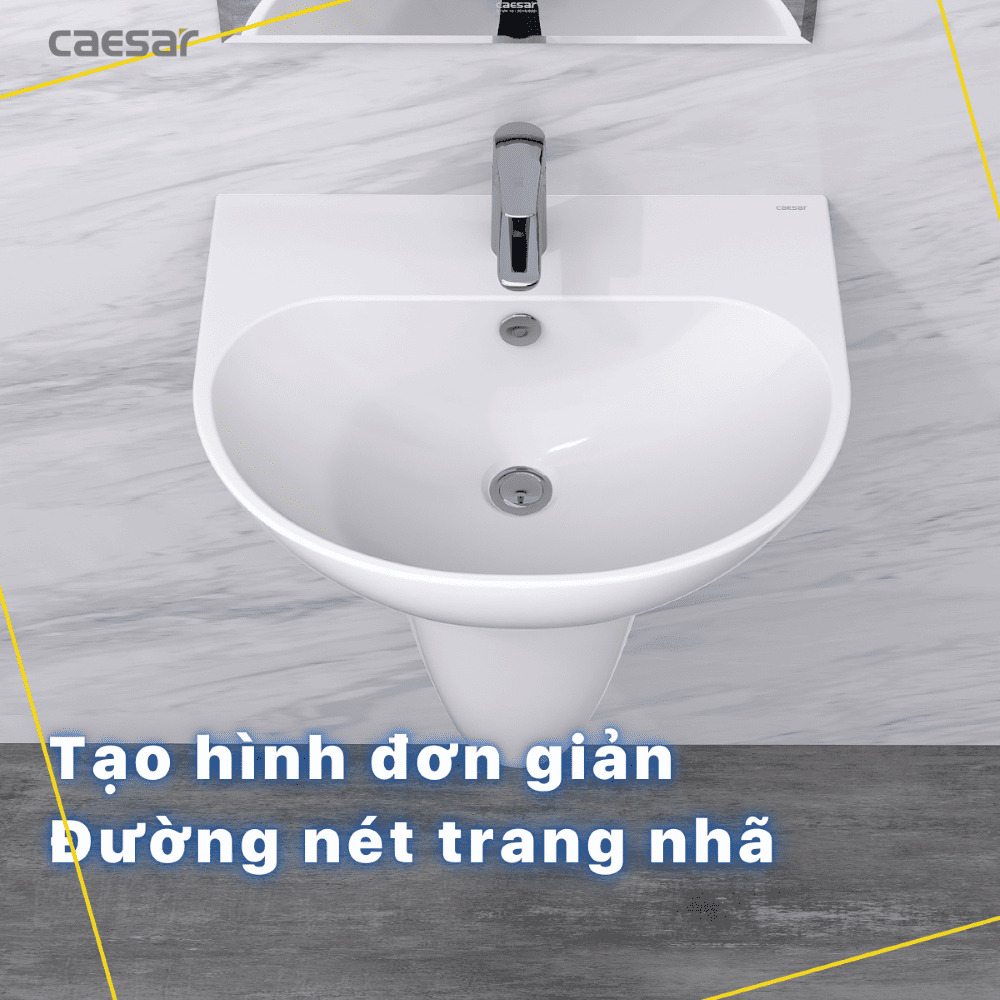 Chậu rửa lavabo treo tường chân lửng Caesar L2150+P2443 (L2150S+P2443)