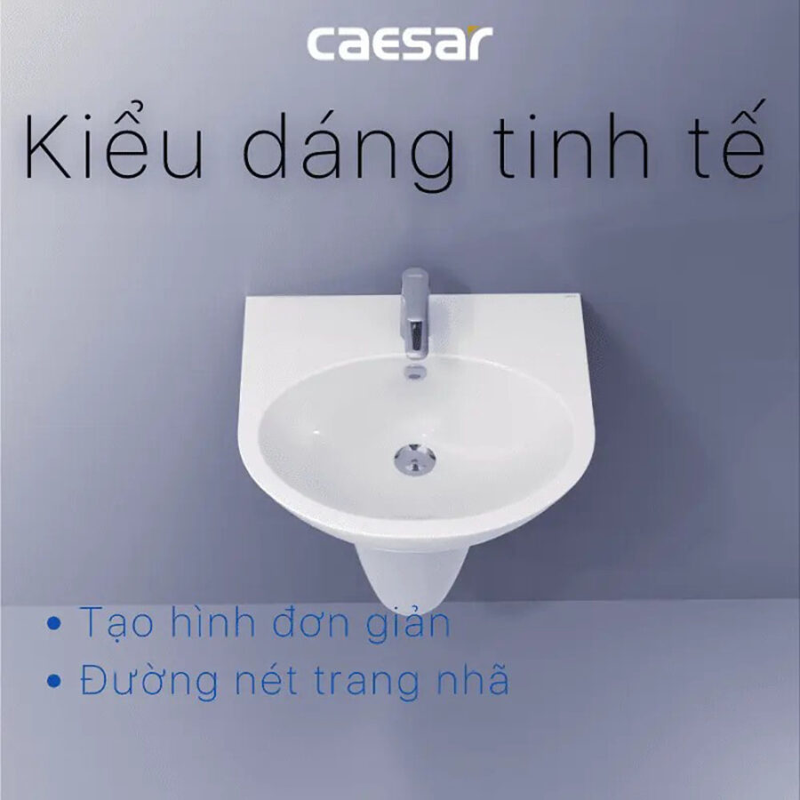 Chậu rửa lavabo treo tường chân lửng Caesar L2152+P2443