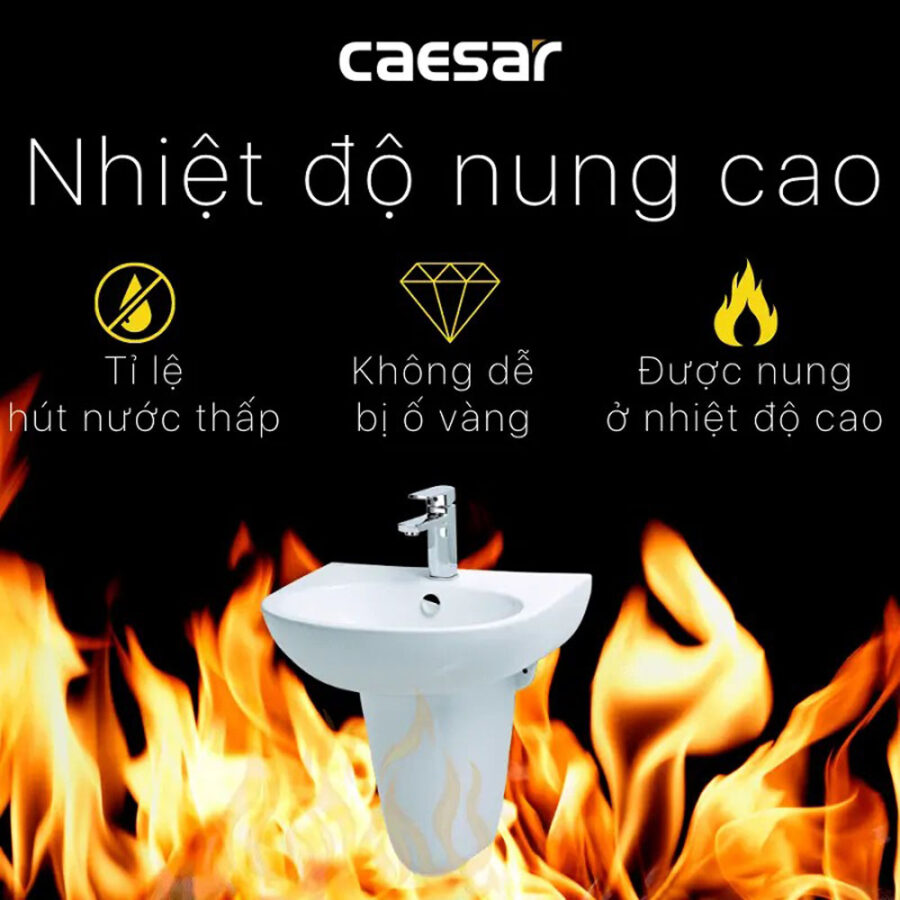 Chậu rửa lavabo treo tường chân lửng Caesar L2152+P2443