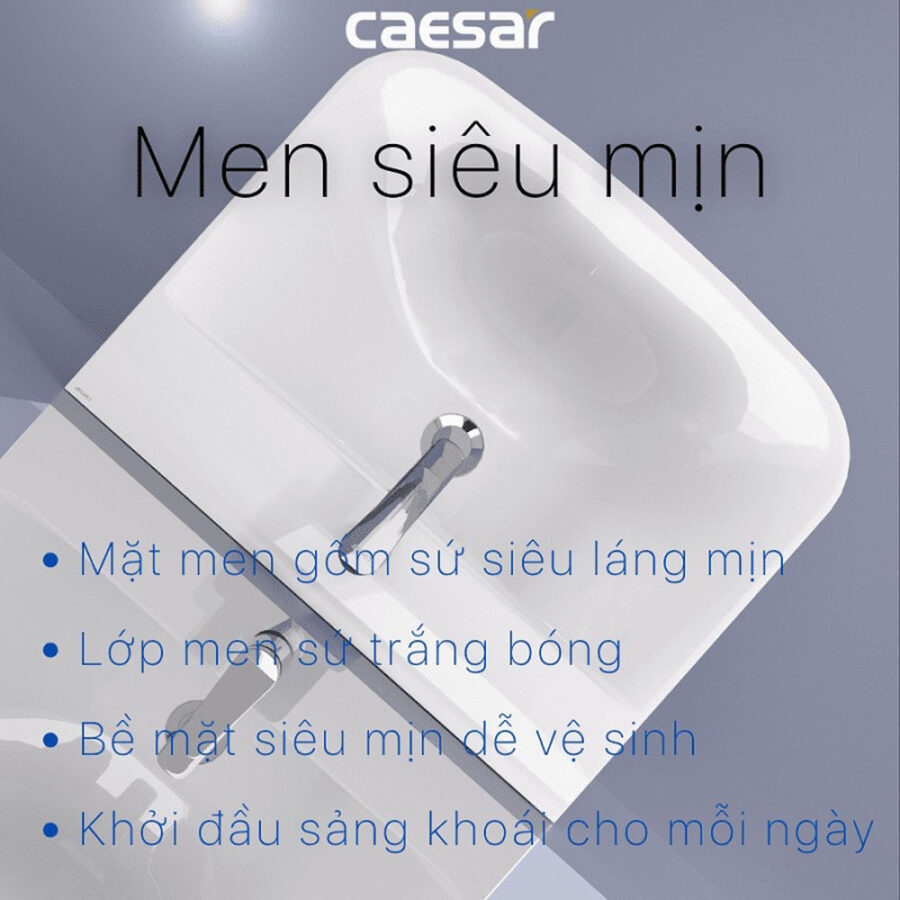 Chậu rửa lavabo treo tường chân lửng Caesar L2365+P2443