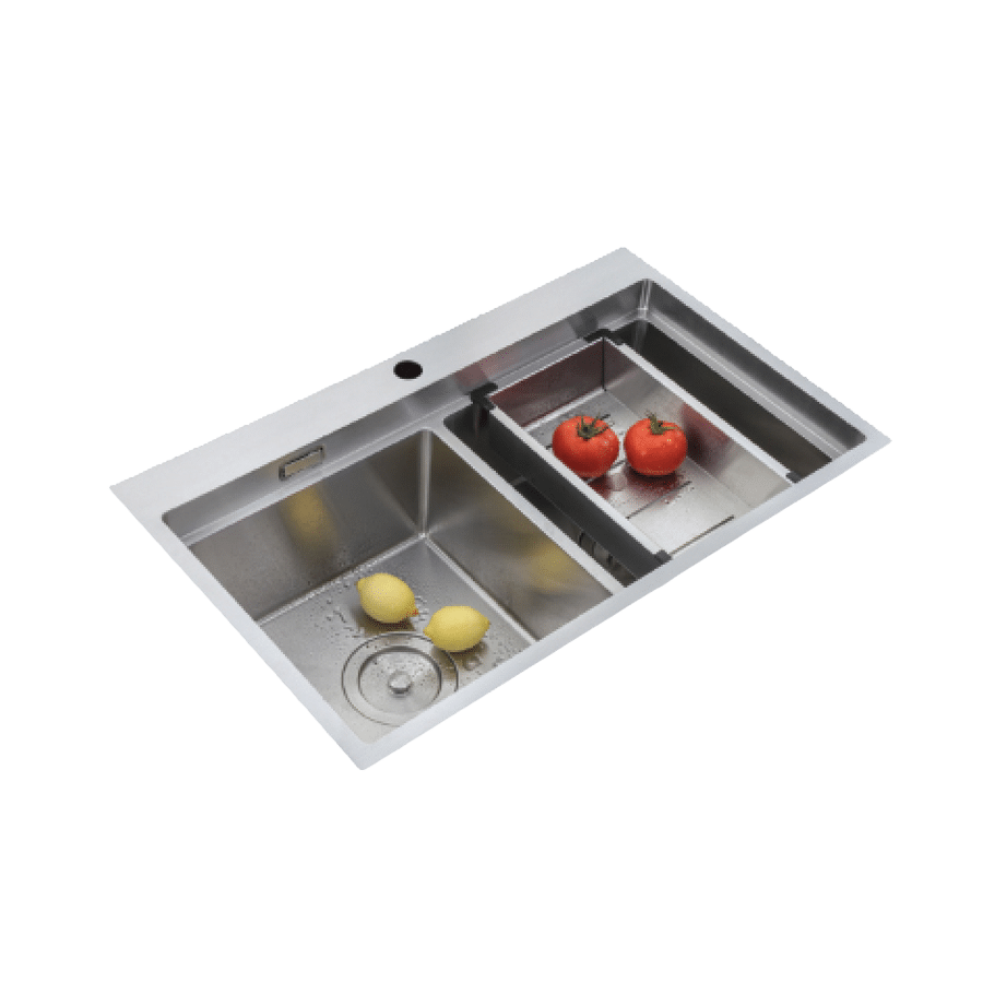 Chậu chén Inox 304 2 hộc 80x49cm Luxta LC8049-5.0