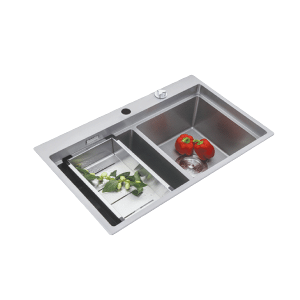 Chậu chén Inox 304 2 hộc 80x49cm Luxta LC8049N-5.0