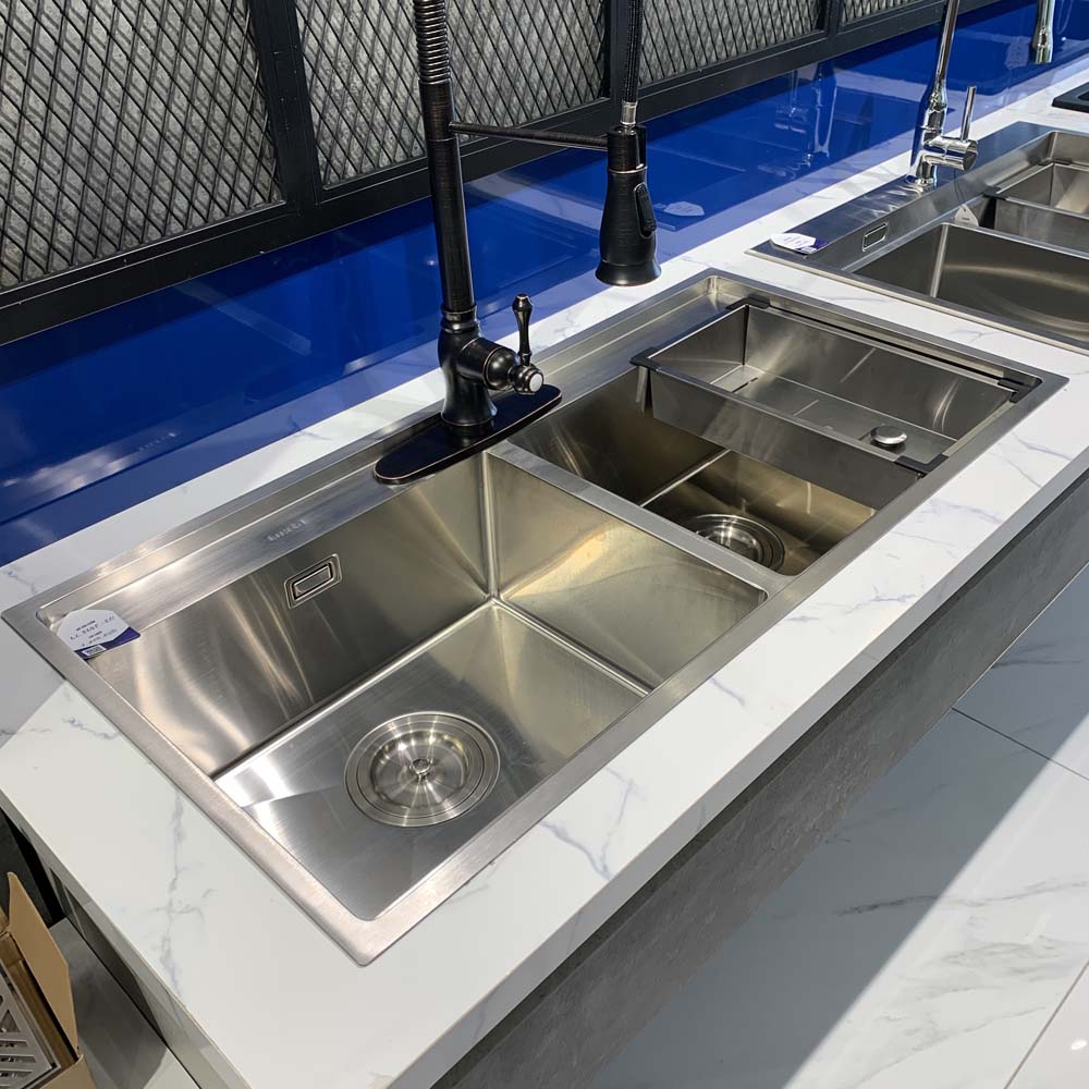 Chậu chén Inox 304 2 hộc 96x48cm Luxta LC9648-3.0
