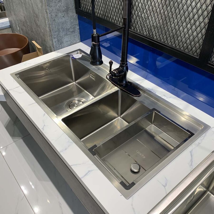 Chậu chén Inox 304 2 hộc 96x48cm Luxta LC9648-3.0