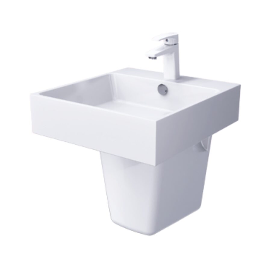 Chậu lavabo treo tường chân lửng Caesar LF5261 + PF2463