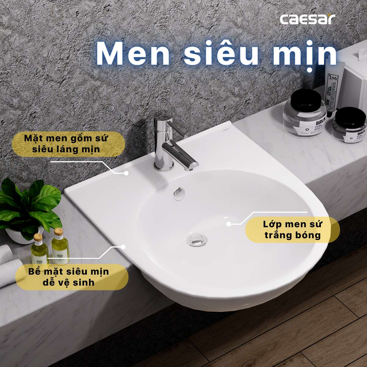 Chậu rửa lavabo dương vành Caesar LF5302