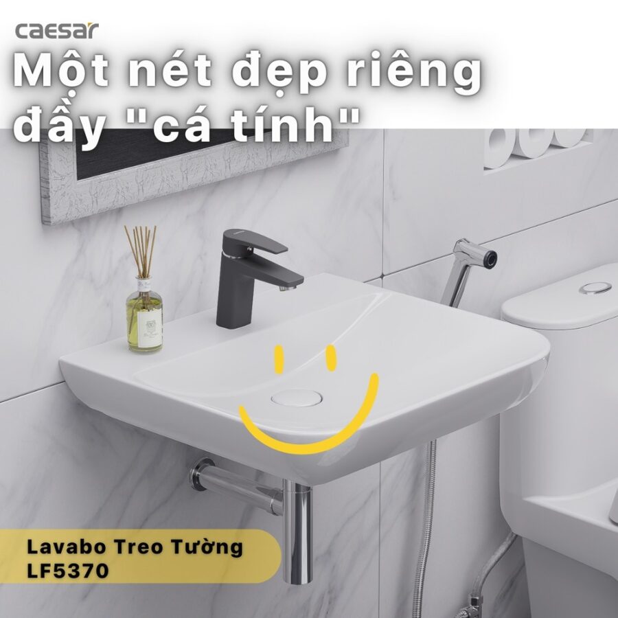 Chậu lavabo treo tường chân lửng Caesar LF5370 + PF2463
