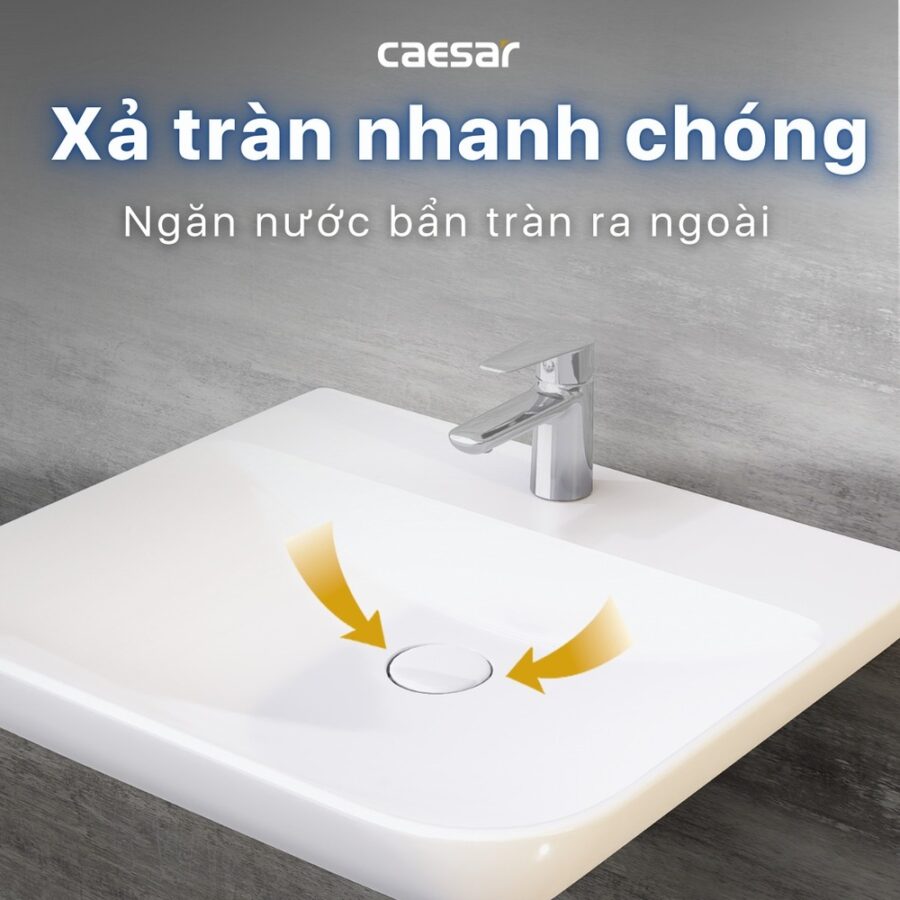 Chậu lavabo treo tường chân lửng Caesar LF5370 + PF2463