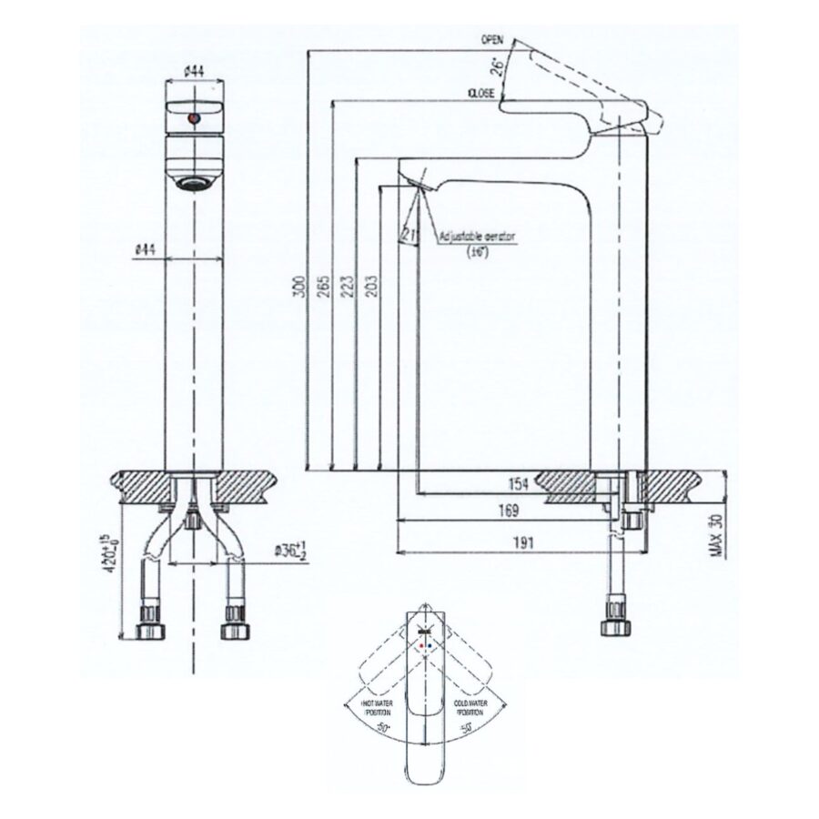 Vòi chậu lavabo nóng lạnh INAX LFV-632SH (LFV632SH)