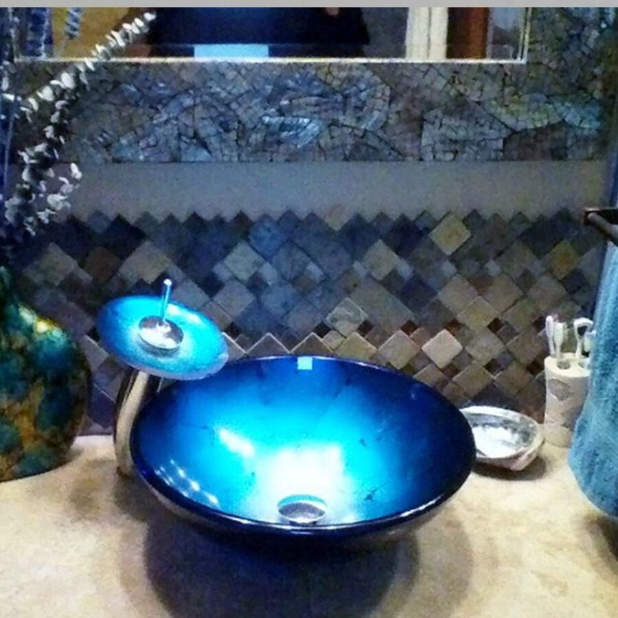 Chậu lavabo đặt bàn Kanly bằng thuỷ tinh LK127