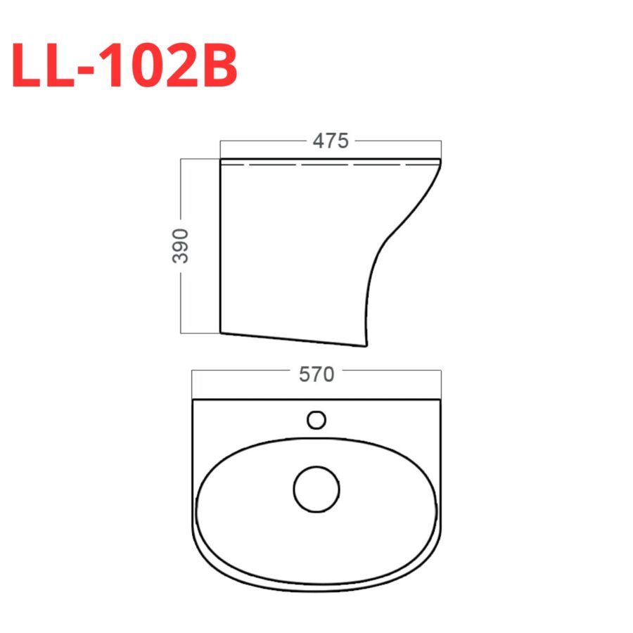 Chậu rửa mặt lavabo treo tường Luxta LL-102B liền khối