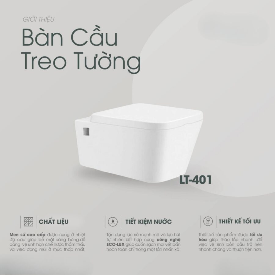 Bồn cầu treo tường LUXTA LT-401 nắp êm
