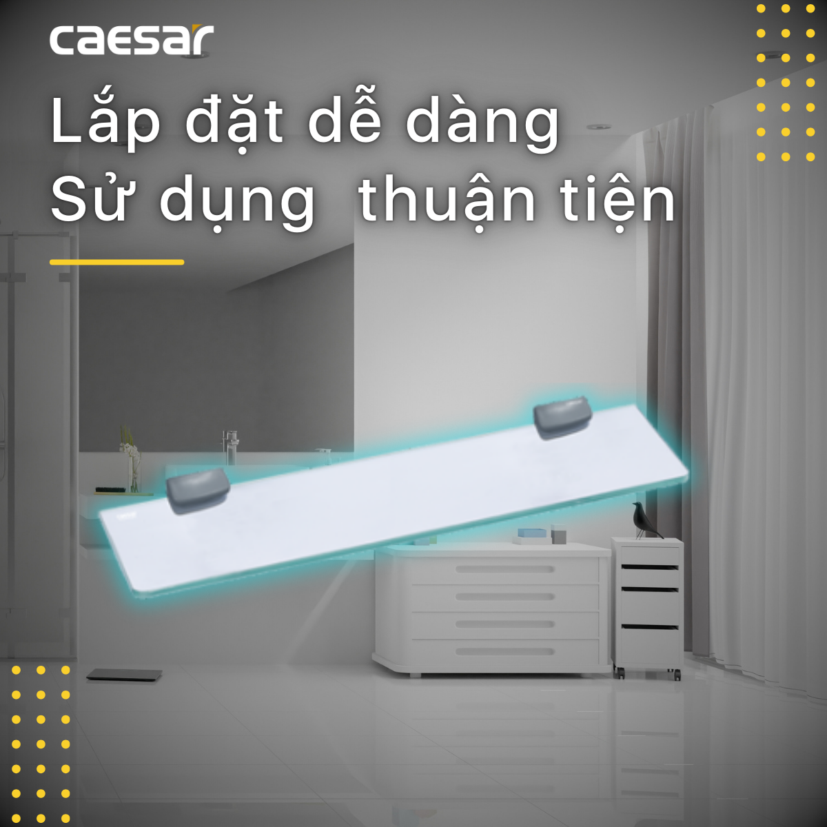 Gương soi phòng tắm 80x60cm kèm kệ kính Caesar M710 (M114 + Q780V)