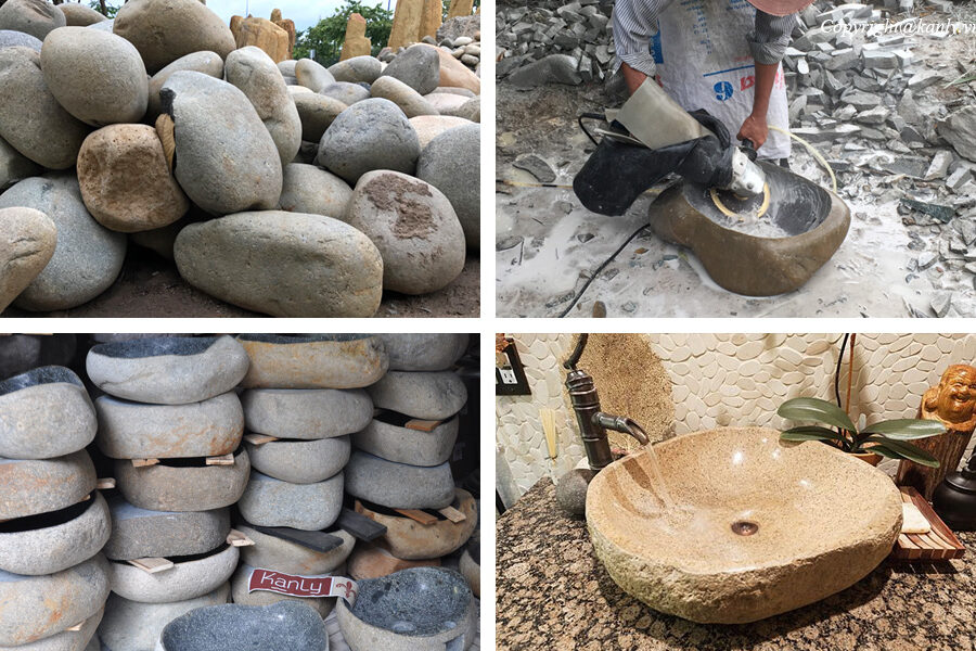 Chậu lavabo đặt bàn Kanly đá cuội MAR15C