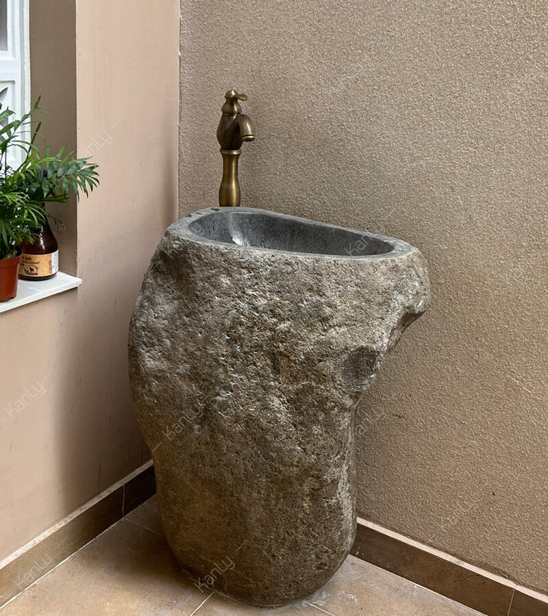 Chân đá cuội nguyên khối để lavabo đặt bàn Kanly MAR75i