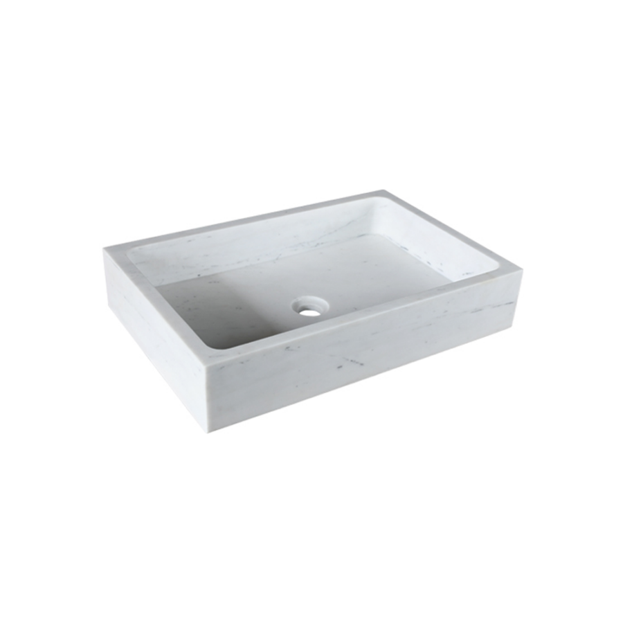 Chậu lavabo đặt bàn Kanly đá tự nhiên hình chữ nhật MAR93V